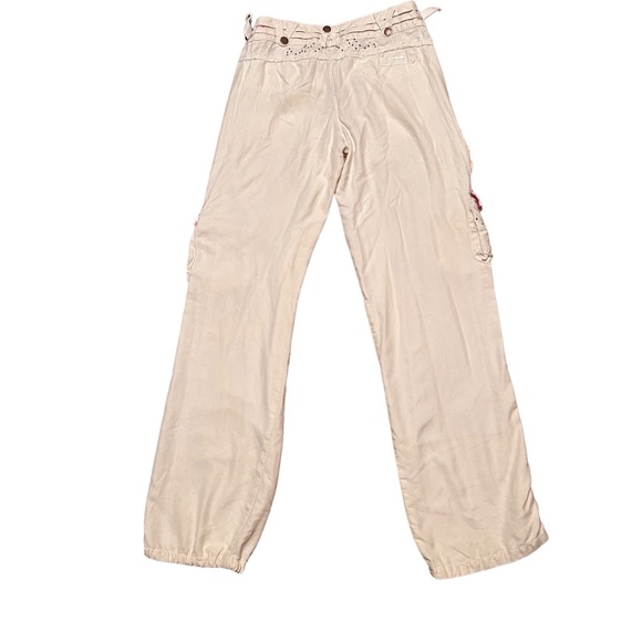 Vintage Da nang White Silk Corgo Pants with Studded Cargo Pockets - Picture 5 of 16